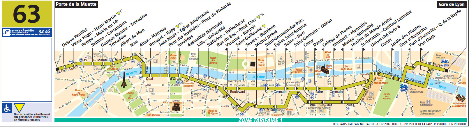 63 : direct MusÃ©e d'Orsay - Invalides - Tour Eiffel - Gare de Lyon